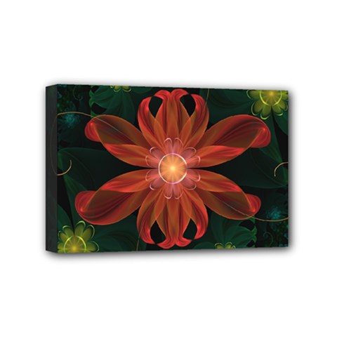 Beautiful Red Passion Flower In A Fractal Jungle Mini Canvas 6  X 4  by jayaprime