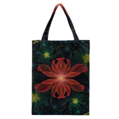 Beautiful Red Passion Flower In A Fractal Jungle Classic Tote Bag by jayaprime