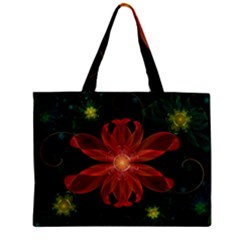 Beautiful Red Passion Flower In A Fractal Jungle Zipper Mini Tote Bag by jayaprime