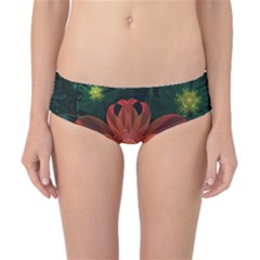 Beautiful Red Passion Flower In A Fractal Jungle Classic Bikini Bottoms by jayaprime