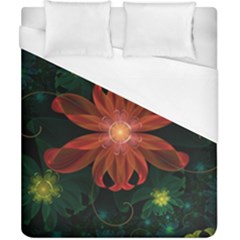 Beautiful Red Passion Flower In A Fractal Jungle Duvet Cover (california King Size) by jayaprime