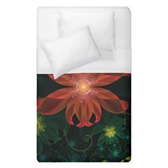 Beautiful Red Passion Flower In A Fractal Jungle Duvet Cover (single Size) by jayaprime