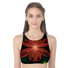 Beautiful Red Passion Flower In A Fractal Jungle Tank Bikini Top by jayaprime