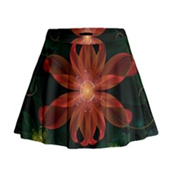 Beautiful Red Passion Flower In A Fractal Jungle Mini Flare Skirt by jayaprime