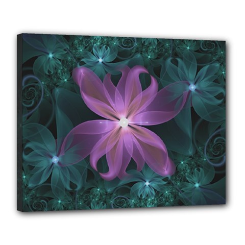 Pink And Turquoise Wedding Cremon Fractal Flowers Canvas 20  X 16  by jayaprime