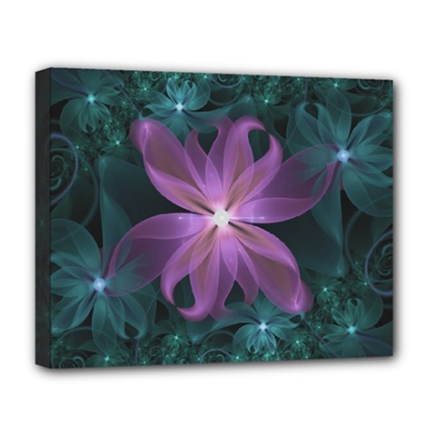 Pink And Turquoise Wedding Cremon Fractal Flowers Deluxe Canvas 20  X 16   by jayaprime