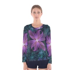 Pink and Turquoise Wedding Cremon Fractal Flowers Women s Long Sleeve Tee