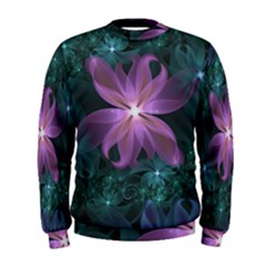 Pink And Turquoise Wedding Cremon Fractal Flowers Men s Sweatshirt by jayaprime