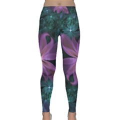 Pink And Turquoise Wedding Cremon Fractal Flowers Classic Yoga Leggings by jayaprime