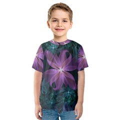 Pink and Turquoise Wedding Cremon Fractal Flowers Kids  Sport Mesh Tee