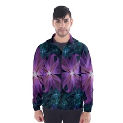 Pink And Turquoise Wedding Cremon Fractal Flowers Wind Breaker (men) by jayaprime