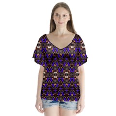 Alliage V-neck Flutter Sleeve Top