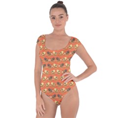 Birds Pattern Short Sleeve Leotard 