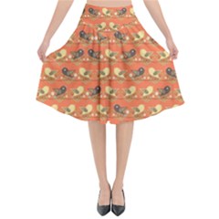 Birds Pattern Flared Midi Skirt by linceazul