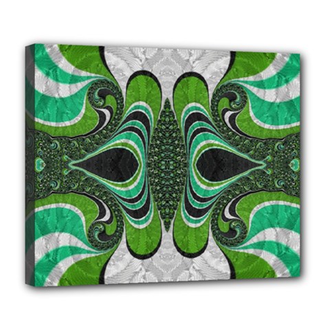 Fractal Art Green Pattern Design Deluxe Canvas 24  X 20   by BangZart