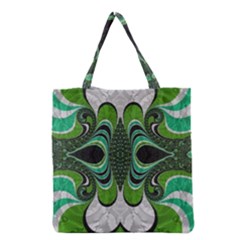 Fractal Art Green Pattern Design Grocery Tote Bag by BangZart