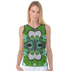 Fractal Art Green Pattern Design Women s Basketball Tank Top by BangZart