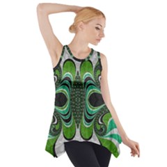 Fractal Art Green Pattern Design Side Drop Tank Tunic by BangZart