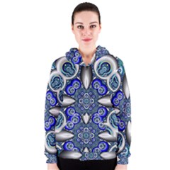 Fractal Cathedral Pattern Mosaic Women s Zipper Hoodie by BangZart