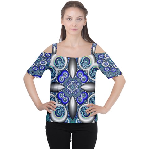 Fractal Cathedral Pattern Mosaic Women s Cutout Shoulder Tee by BangZart