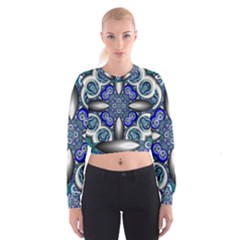 Fractal Cathedral Pattern Mosaic Cropped Sweatshirt by BangZart