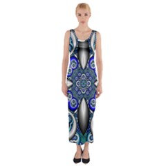 Fractal Cathedral Pattern Mosaic Fitted Maxi Dress