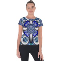 Fractal Cathedral Pattern Mosaic Short Sleeve Sports Top 