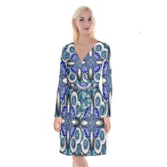 Fractal Cathedral Pattern Mosaic Long Sleeve Velvet Front Wrap Dress by BangZart