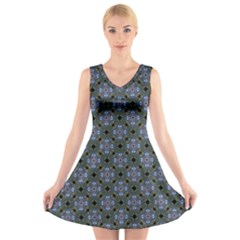 Space Wallpaper Pattern Spaceship V-neck Sleeveless Skater Dress by BangZart