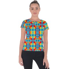 Pop Art Abstract Design Pattern Short Sleeve Sports Top 