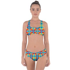 Pop Art Abstract Design Pattern Criss Cross Bikini Set