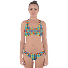 Pop Art Abstract Design Pattern Cross Back Hipster Bikini Set