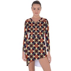 Kaleidoscope Image Background Asymmetric Cut-out Shift Dress