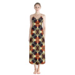 Kaleidoscope Image Background Button Up Chiffon Maxi Dress