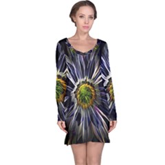 Flower Structure Photo Montage Long Sleeve Nightdress by BangZart