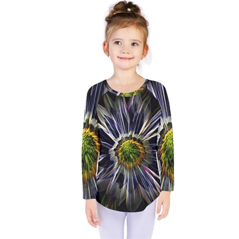 Flower Structure Photo Montage Kids  Long Sleeve Tee by BangZart