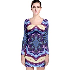 Mandala Art Design Pattern Long Sleeve Velvet Bodycon Dress by BangZart