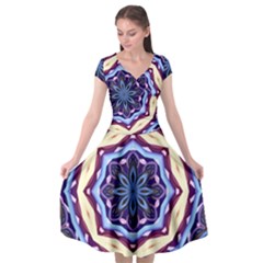 Mandala Art Design Pattern Cap Sleeve Wrap Front Dress