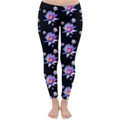 Flowers Pattern Background Lilac Classic Winter Leggings by BangZart