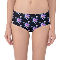 Flowers Pattern Background Lilac Mid-waist Bikini Bottoms by BangZart