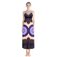 Mandala Art Design Pattern Button Up Chiffon Maxi Dress