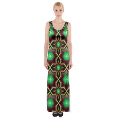 Pattern Background Bright Brown Maxi Thigh Split Dress by BangZart