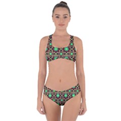 Pattern Background Bright Brown Criss Cross Bikini Set