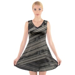 Fractal 3d Construction Industry V-neck Sleeveless Skater Dress by BangZart