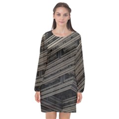 Fractal 3d Construction Industry Long Sleeve Chiffon Shift Dress  by BangZart