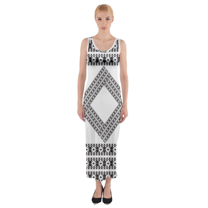 Pattern Background Texture Black Fitted Maxi Dress