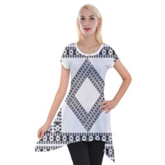 Pattern Background Texture Black Short Sleeve Side Drop Tunic by BangZart