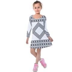 Pattern Background Texture Black Kids  Long Sleeve Velvet Dress by BangZart