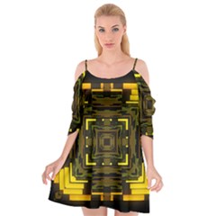 Abstract Glow Kaleidoscopic Light Cutout Spaghetti Strap Chiffon Dress by BangZart