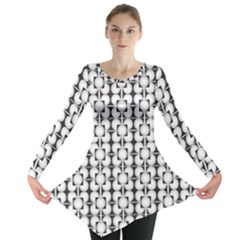 Pattern Background Texture Black Long Sleeve Tunic  by BangZart